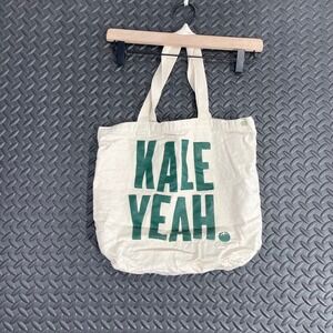 Eco Bags KALE YEAH‎ Beige Recycled Cotton Vegan Tote Bag